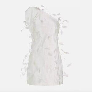Cult Gaia Hayes Feather-Trimmed Silk Minidress NWT